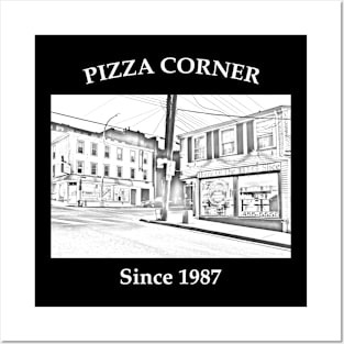 Pizza Corner Black Posters and Art